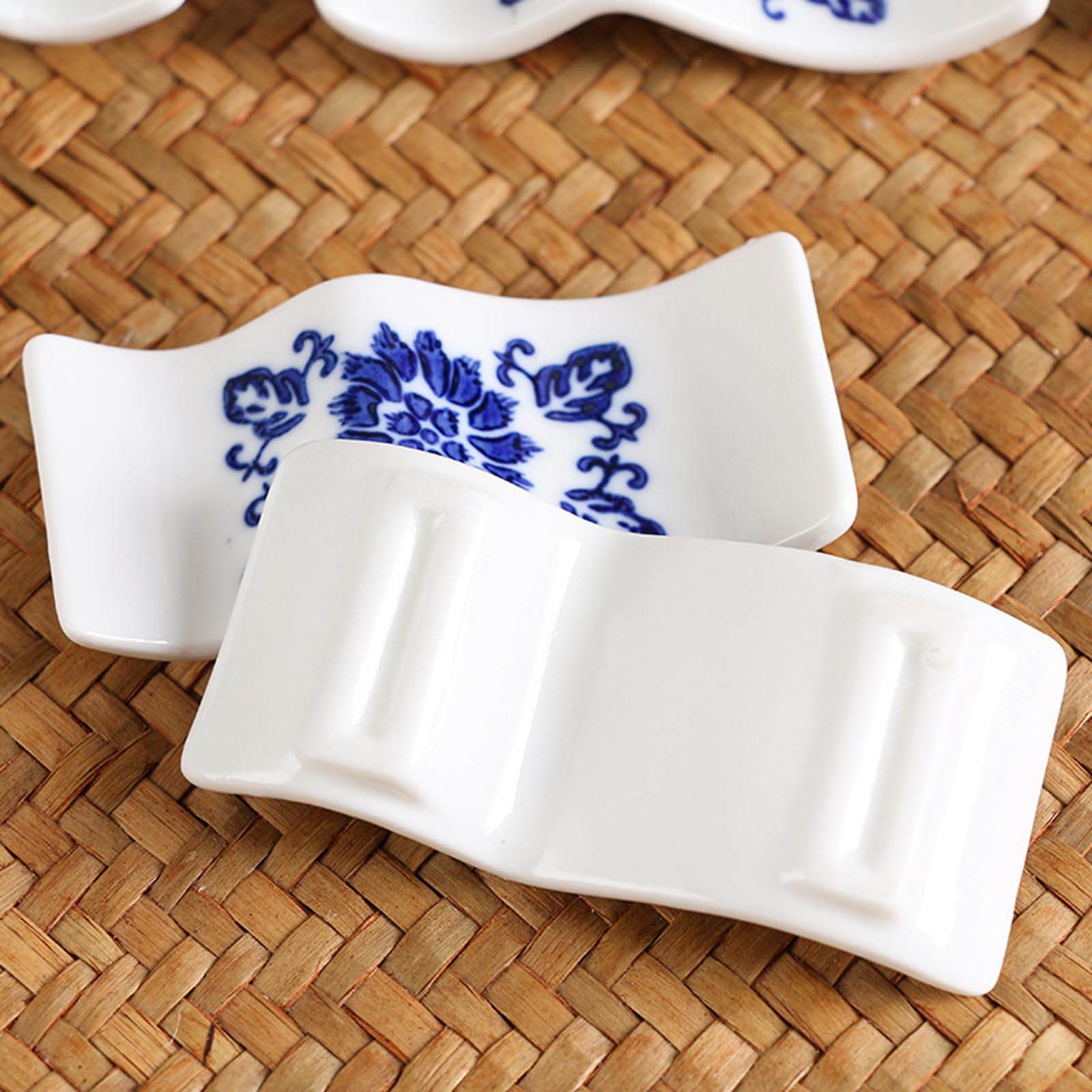 MRKU Poggia Bacchette, Porta Bacchette da Ristorante in Ceramica, Supporto per Cucchiaio da tavola, concavo, in Porcellana, Dipinto a Mano, Multifunzionale