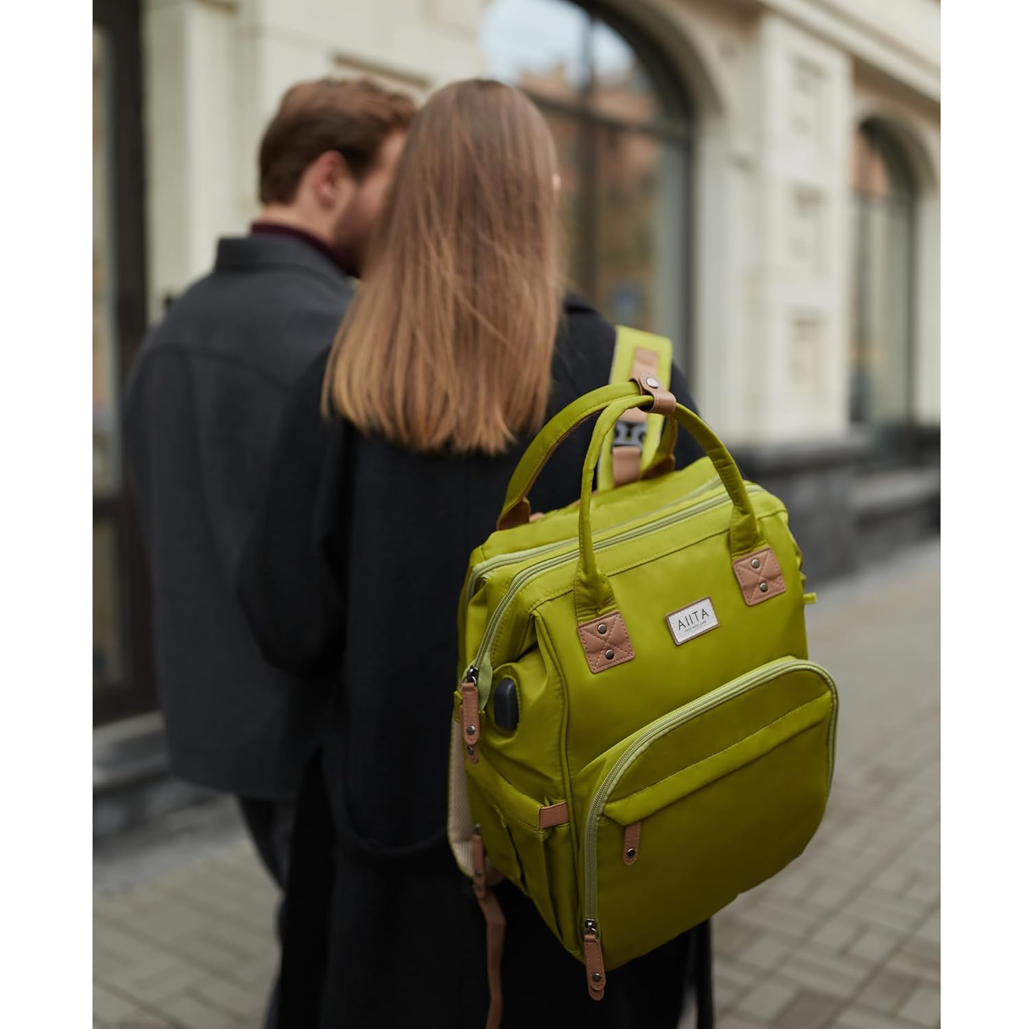 Diaper Bag Backpack, Multifunction Diaper Bag with Changing Station, Stylish Baby Bags, Large Unisex Diaper Backpack for Mom and Dad, Baby Registry Search, Portable Changing Pad – Yellow Green - Image 6