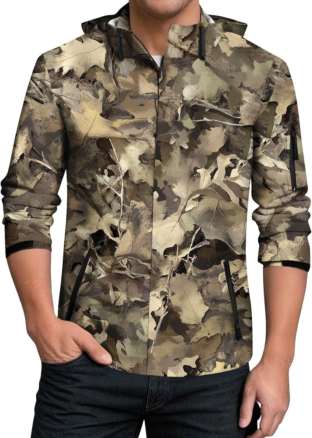 Ymosrh Men's Camo Jackets, Lightweight Wind Resistant Waterproof Outdoor Hiking Hunting Fishing Mountain Rain Coats, S-5XL