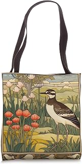 Cute Floral Killdeer Bird Art Nouveau Tote Bag