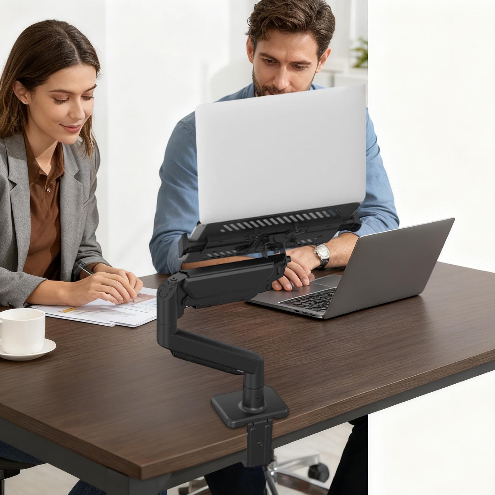 Générique Uchwyt do laptopa, wspornik podnoszący na wadze, podstawa do pochylania komputera, ergonomiczny system podglądu kątowego, profesjonalny komponent do pokoju spotkań, akcesoria do biurka