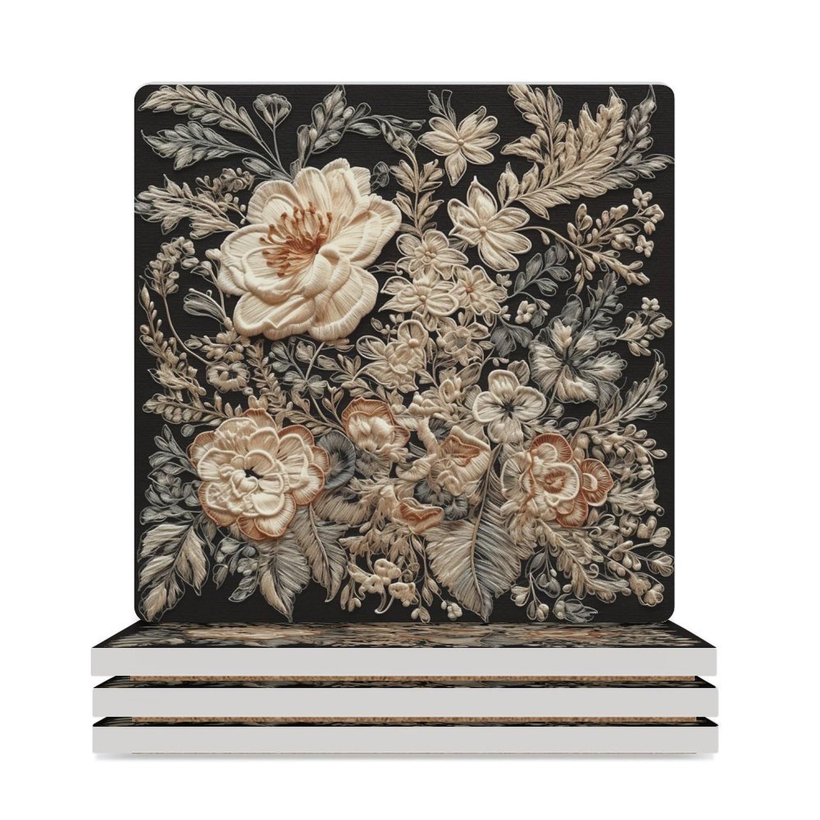 Dessous de verre céramique floral contre taches de café et chaleur