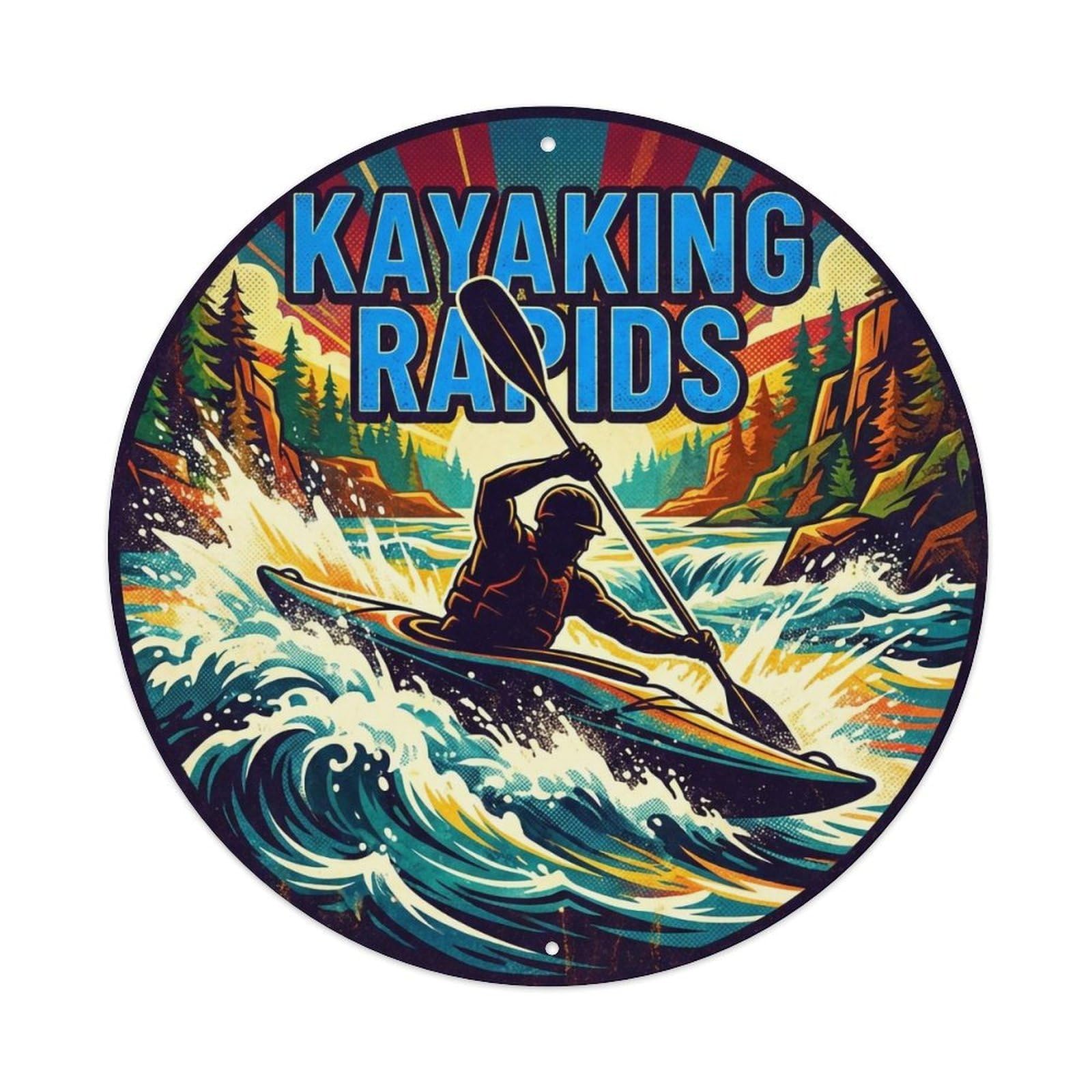 Vintage Kayaking Rapids Extreme Sports Metal Tin Sign