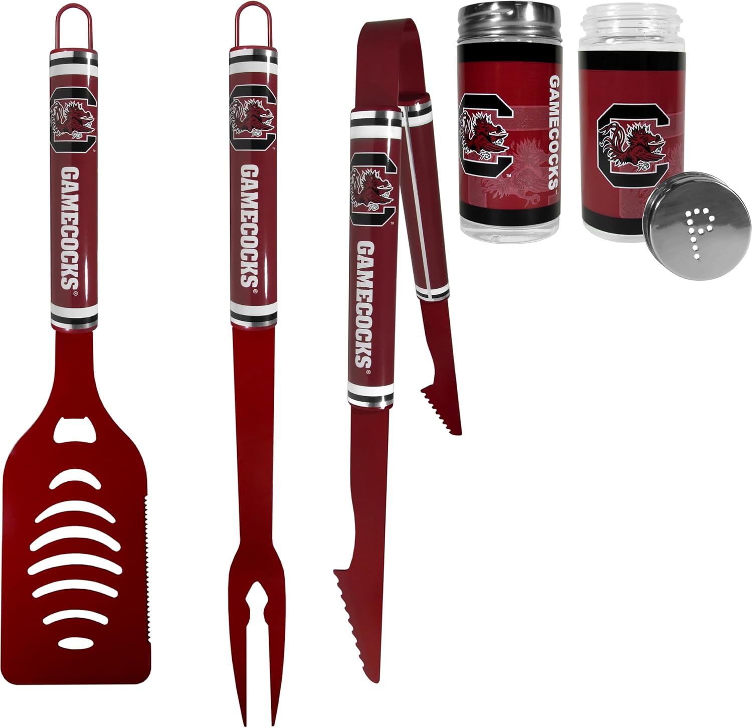Siskiyou NCAA South Carolina Fighting Gamecocks 3 pc Logo BBQ Tools w/Shakers, One Size, Team Colors