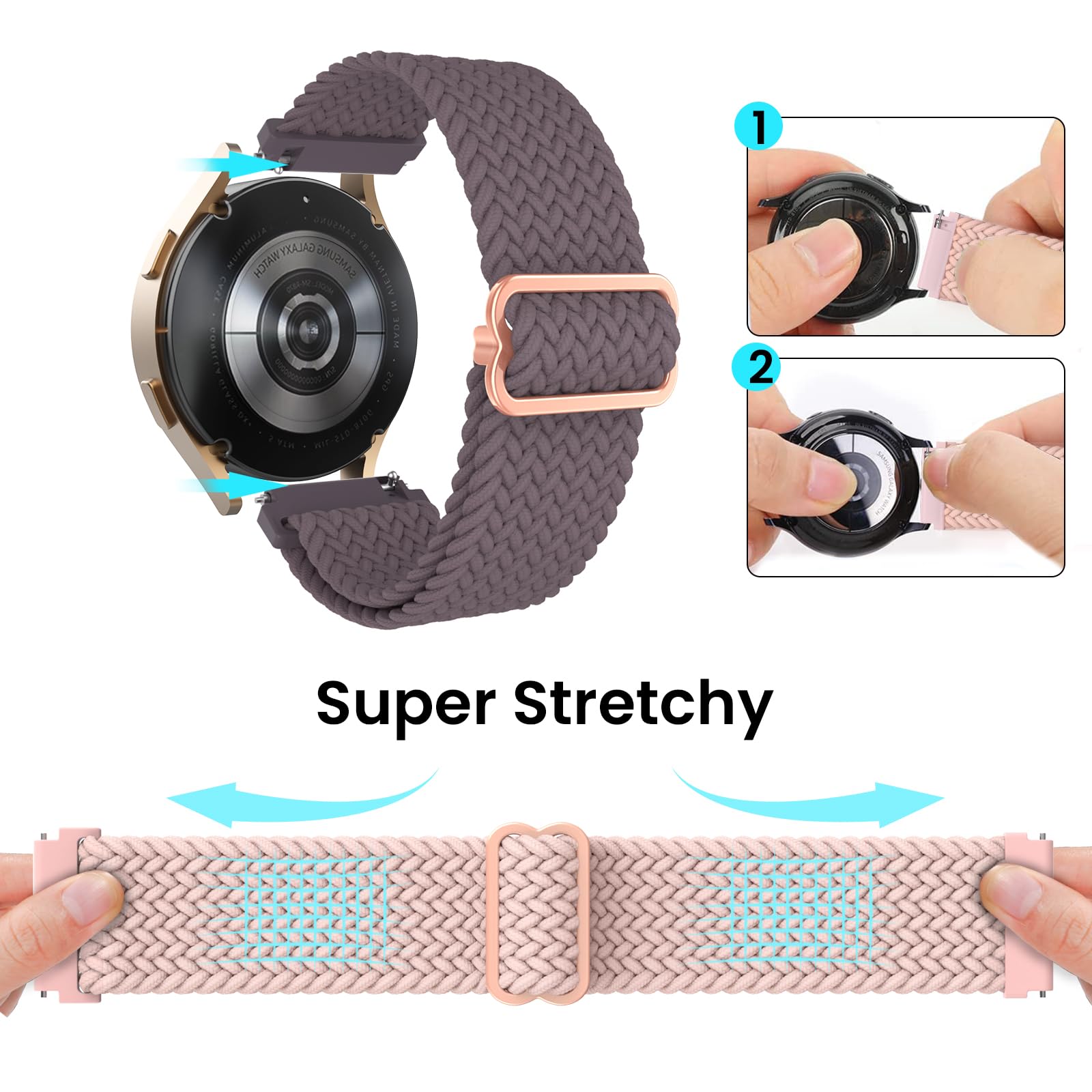 Delidigi 20mm Cinturino Compatibile con Samsung Galaxy Watch 7/6/5/4/FE 40mm 44mm/Watch 6 Classic 43mm 47mm/Watch 5 Pro 45mm/Watch 4 Classic 42mm 46mm/Watch 3 41mm, Nylon Regolabile Sport Cinturino