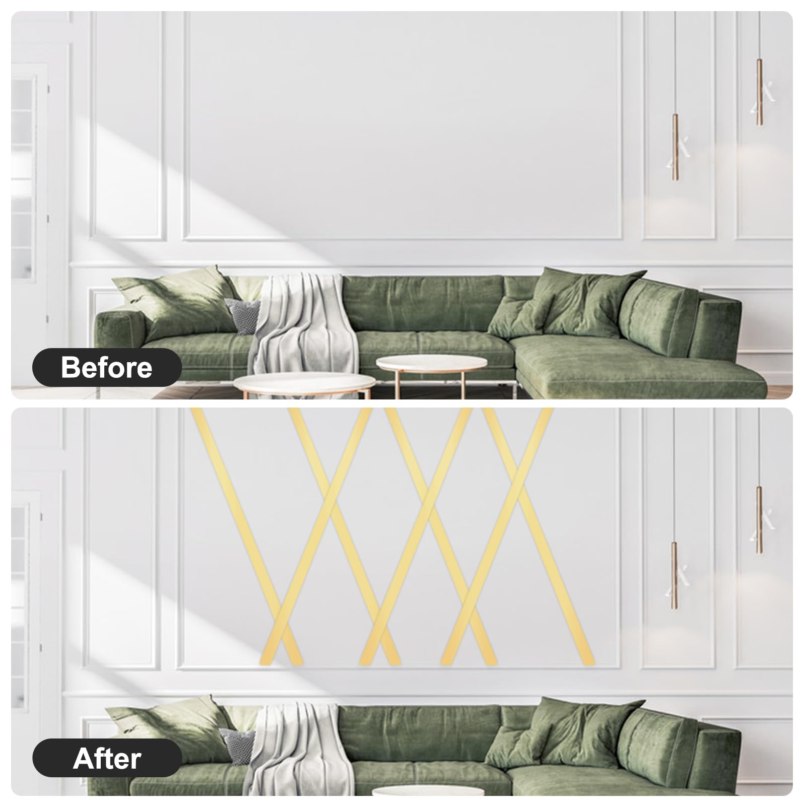 Modanatura Autoadesiva Acciaio Inox - Striscia Metallica 5m X 40mm Per Pareti