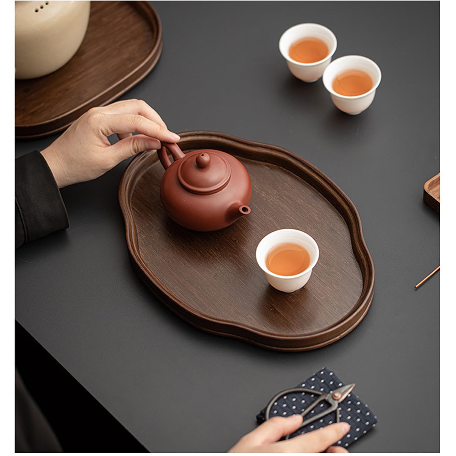 Amazon.co.jp: トレー 茶席 トレイ 花海堂柄付き ガラス 木製 お盆