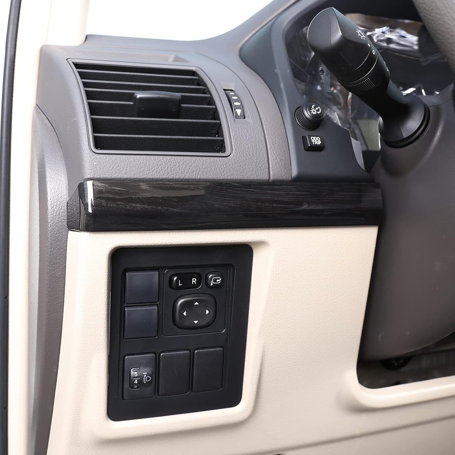 Fit for Toyot@ Land Cruiser Prado FJ150 150 2010 2011 2012 2013 2014 2015 2016 2017 2018 2019 Left Hand Drive ABS Car Interior Passenger Side Decoration Strip Trim 2Pcs (Black Wood Grain)