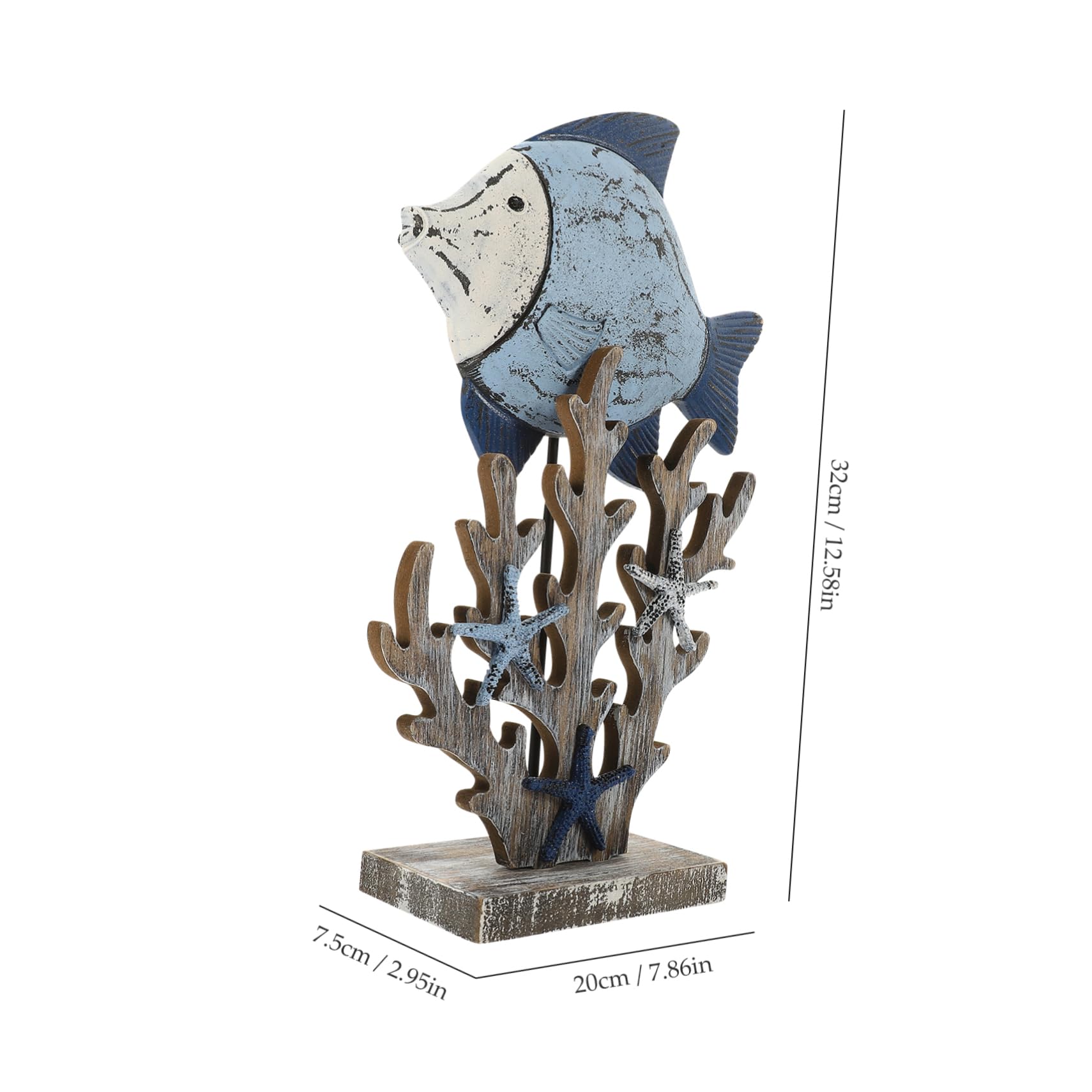 Vaguelly Adornos De Pescado De Coral Retro Decoración Temática del Océano Náutico Adorno De Mesa Decoración del Océano De Estilo Mediterráneo Costero Madera