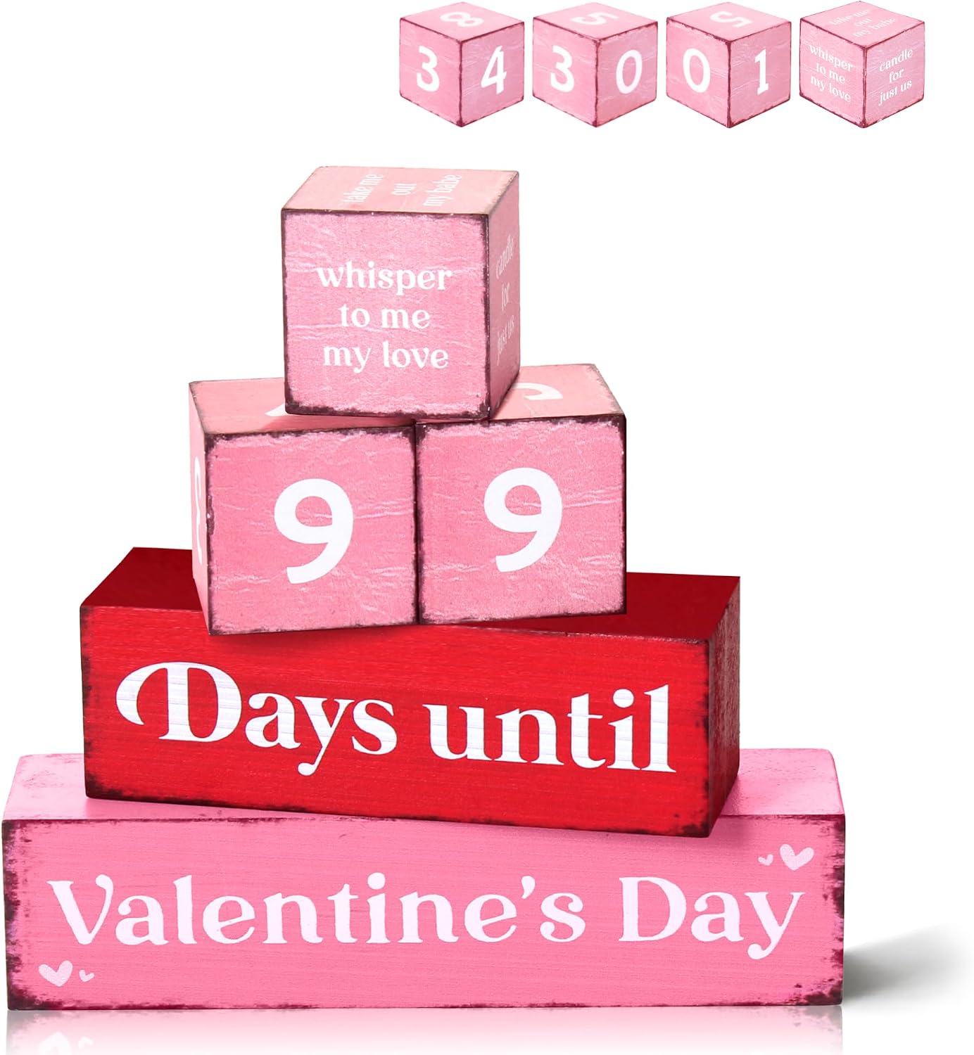 Romantic Countdowns Amazon.com: 99 Days Valentine's Day Countdown Wooden Tiered Tray Decor ...