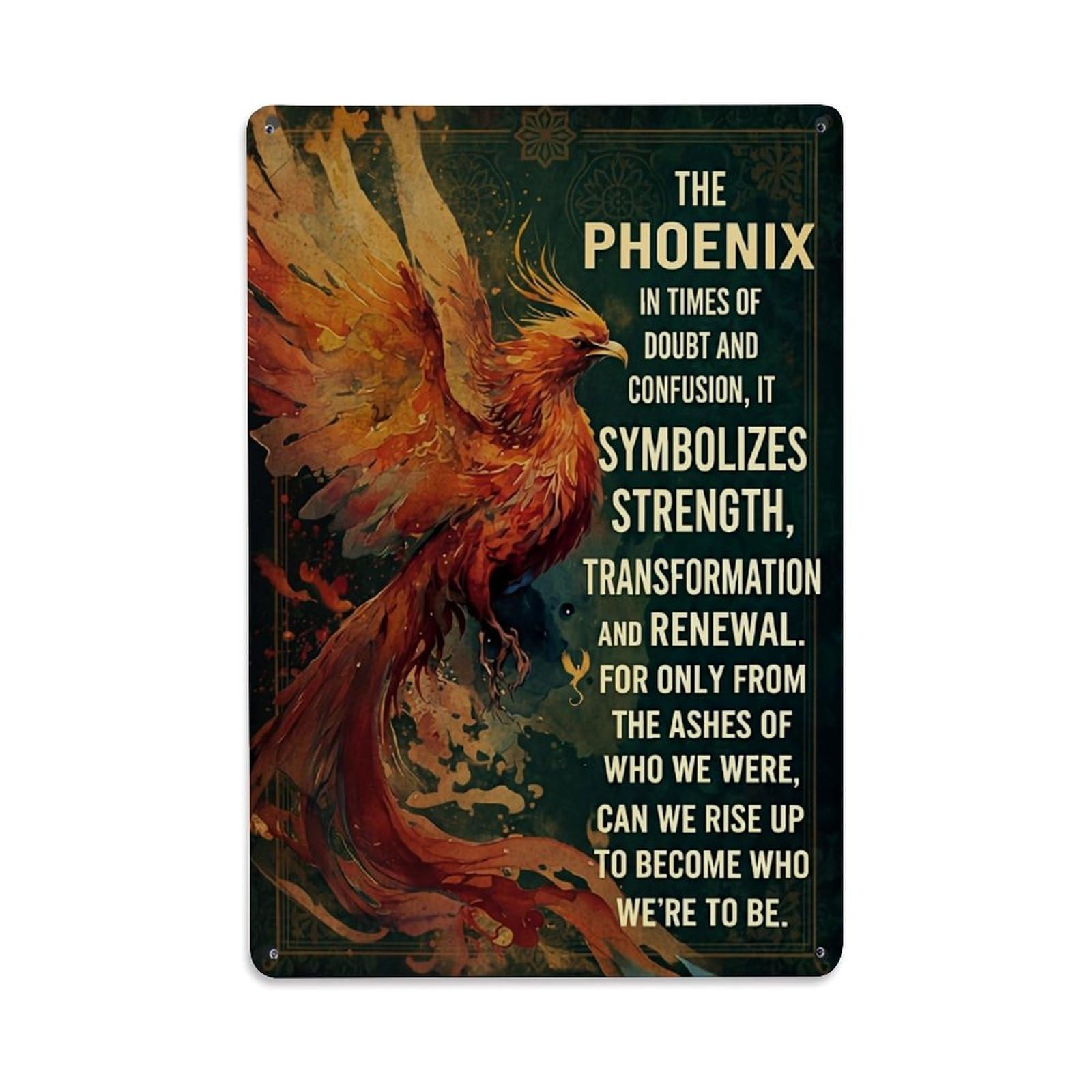 Jdfenggu Vintage Phoenix Symbolizes Strength Transformati_2d4vs Retro Metal Tin Sign, Metal Poster For Bar, Home, Man Cave, Kitchen, Laundry Room Art Decor 8X12 Inch