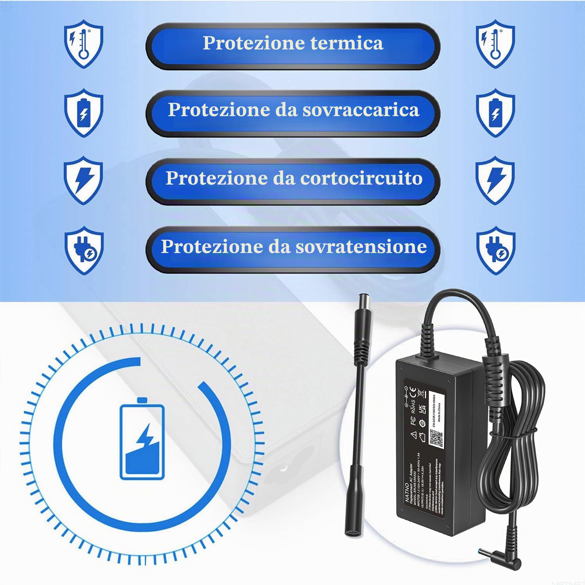 65W Caricatore Alimentatore per HP EliteBook 840 850 845 830 820 650 640 G9 G8 G7 G6 G5 G4 G3 G2 G1 745 735 725 755 G6 G3 Pavilion X360 11 13 15 Zbook G4