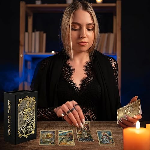 Miniatura 7 de 78 cartas de tarot con libro guía, cubierta de tarot Rider Waite, cubierta de tarot de lámina dorada para principiantes, impermeable y duradera