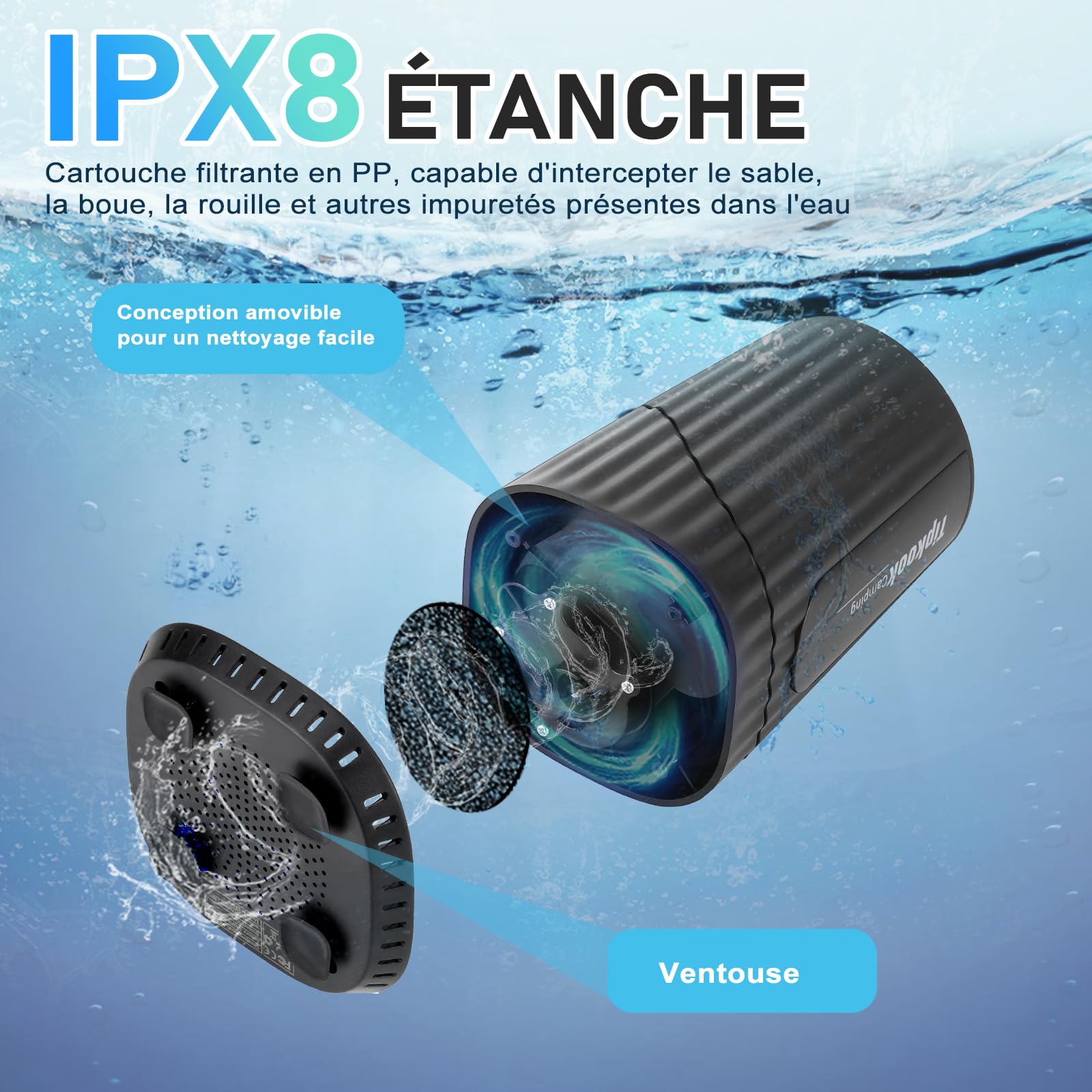 Douche Portable, [10000mAh] Douche de Camping,Électrique Rechargeable,Imperméable, avec Afficheur Intelligent et Pomme de Douche 5 Modes pour Extérieure,Camping,Randonnée