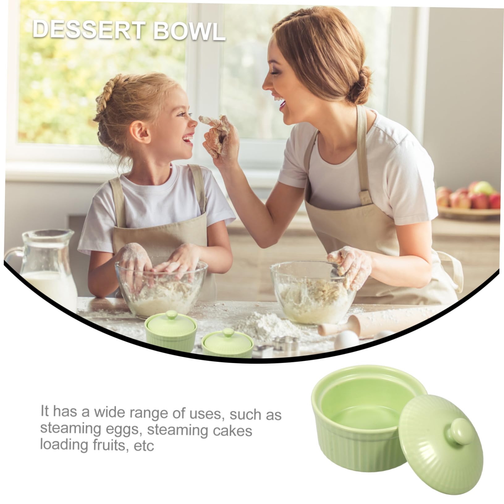 Uonlytech Feuerfeste Keramik Soufflé Backform mit Deckel Ofenfest Sicher und Leicht zu Reinigen für Desserts und Pudding