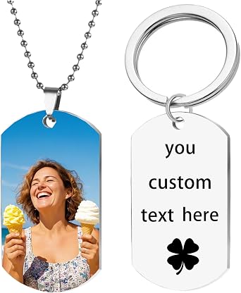 Custom Keychain with Photo/Text,Personalized Double-Sided Keychains Pendant with Calendar Date/Text Full Color Picture,Customized Photo Keychain for Friends, Family