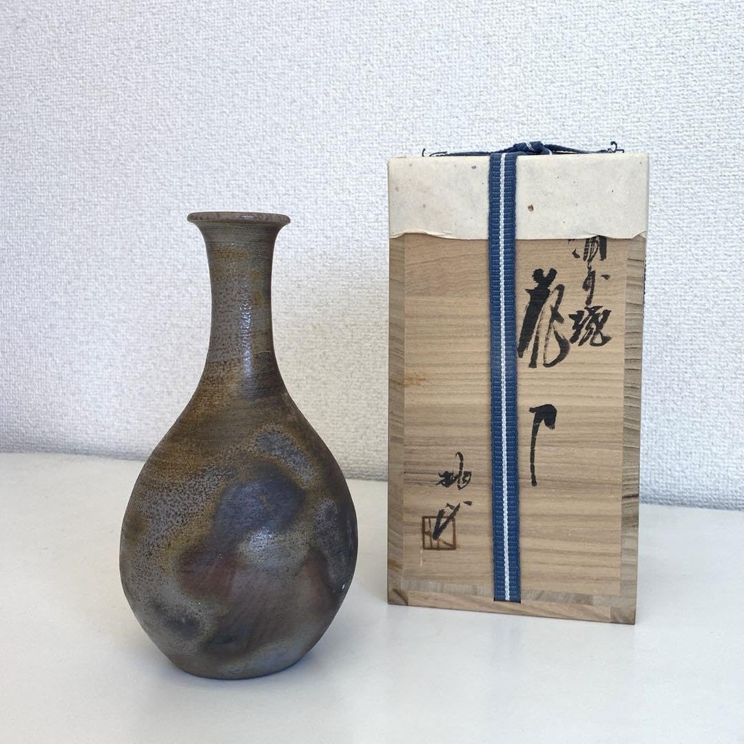 Amazon.co.jp: 備前焼 花瓶 陶芸 花器 伝統陶芸品 日本製 お箱入り
