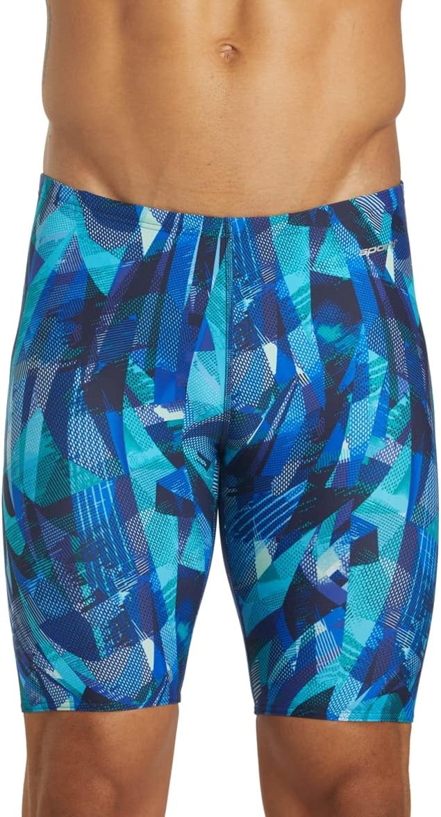 Sporti Boys' Swim Jammers - Youth Competitive Printed Pattern Swim Racing Swimming Shorts Swimsuit Trunks Chlorine Resistant