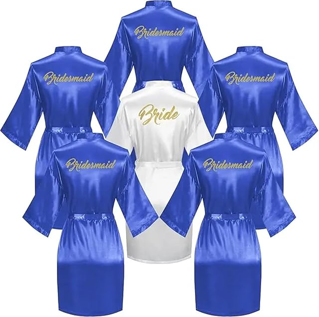Bride Bridesmaid Robes 6 Pieces Bridal Shower Bathrobe Set For Bride And Bridesmaid Silky Robe Set Getting Ready