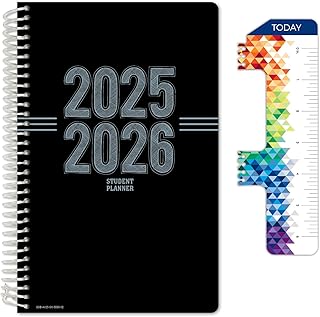 Global Datebooks Dated Middle School or High School Student Planner for Academic Year 2025-2026 Includes Ruler/Bookmark and Planning Stickers (Matrix Style