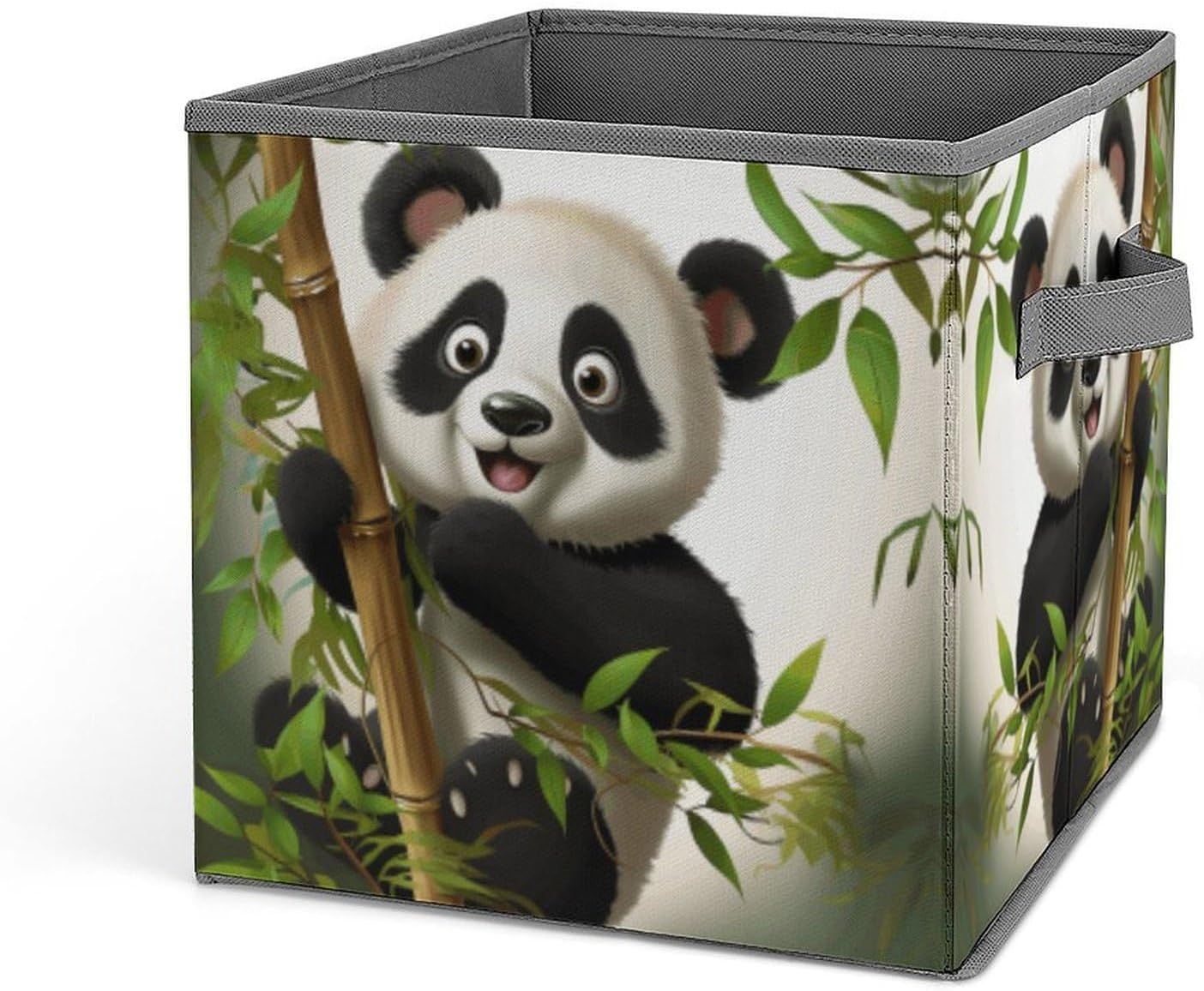 Collapsible Storage Bins with Dual Handles Fabric Storage Basket Foldable Cubes Organizer Baskets Panda Climb Tree Storage Boxes for Organizing Clothing Cube Storage Organizer Bins