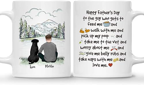 Vista 12 de GOSSBY Taza personalizada (2 perros), taza personalizada para papá y perro, regalo para los amantes de los perros, taza de café del padre del perro
