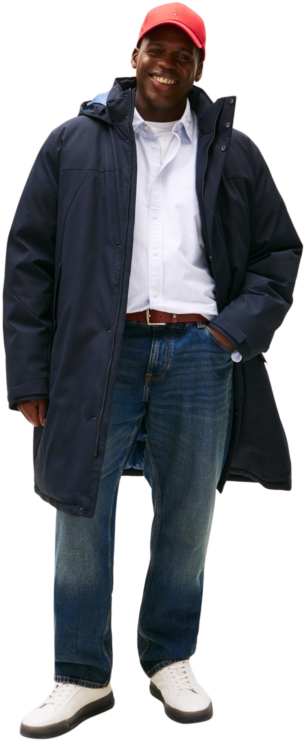 Tommy Hilfiger Men’s Tech Padded Parka with Hood, Blue (Desert Sky), 2XL