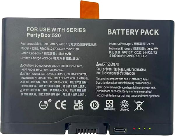 Batterie 600 pour JBL Partybox Stage 520 720, JBL Boombox 4 avec fonction de charge USB-C et fonction banque d'alimentation pour batterie de rechange JBL - 1