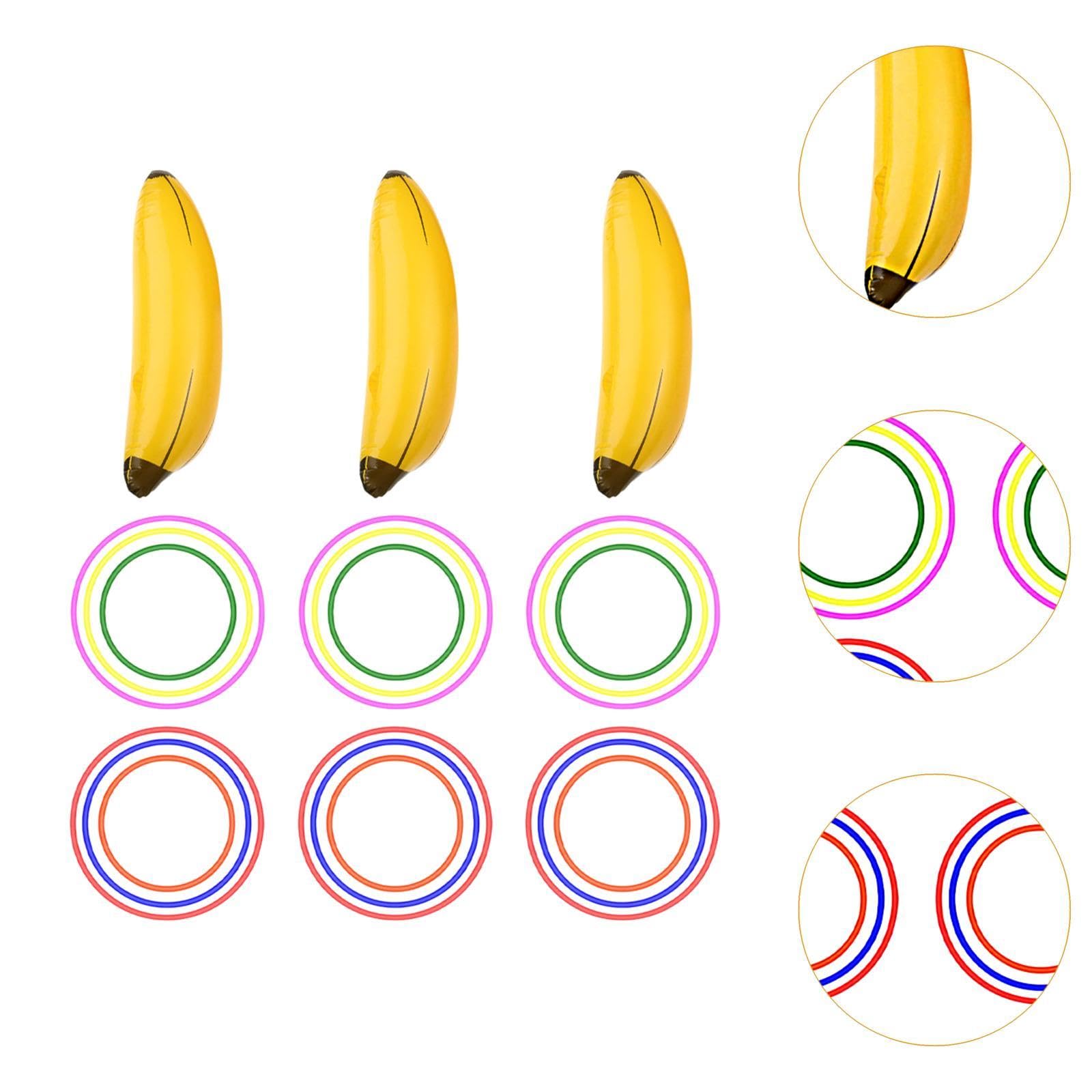 3 Pièces Jeu de Lancer D'Anneaux Banane Gonflable Ensemble de Jeux Piscine Accessoires Jardin Compact Multifonction Adapté pour Fête de Célibataire Pl, 3 Bananes Gonflables