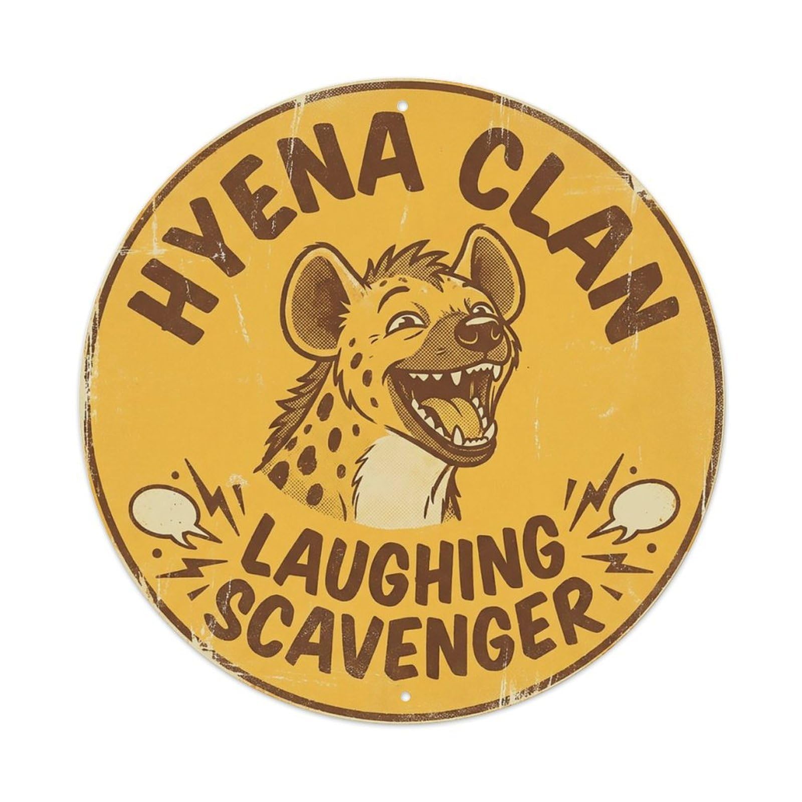 Cxhjca 8X8inch(20X20cm) Hyena Clan Laughing Scavenger Metal Tin Sign