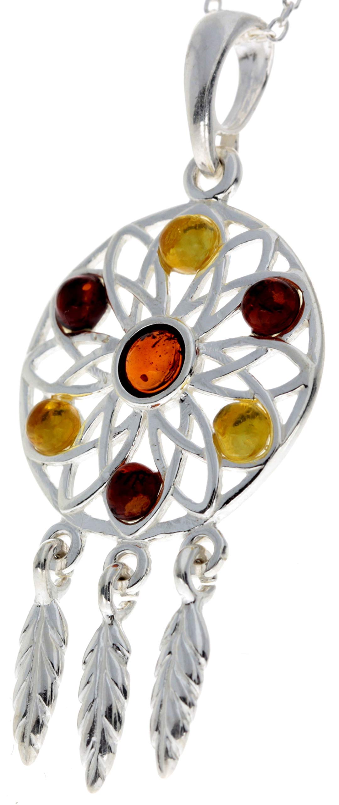 Ambre de la Baltique authentique et argent sterling Pendentif attrape-rêves sans chaîne – GL368S