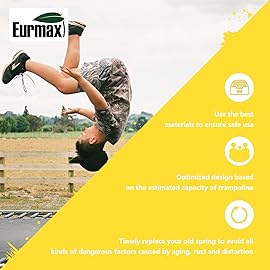 Eurmax USA 7 inches Trampoline Springs Heavy Duty Stainless Steel ReplacementSprings with T Hook, 20pcs-Pack