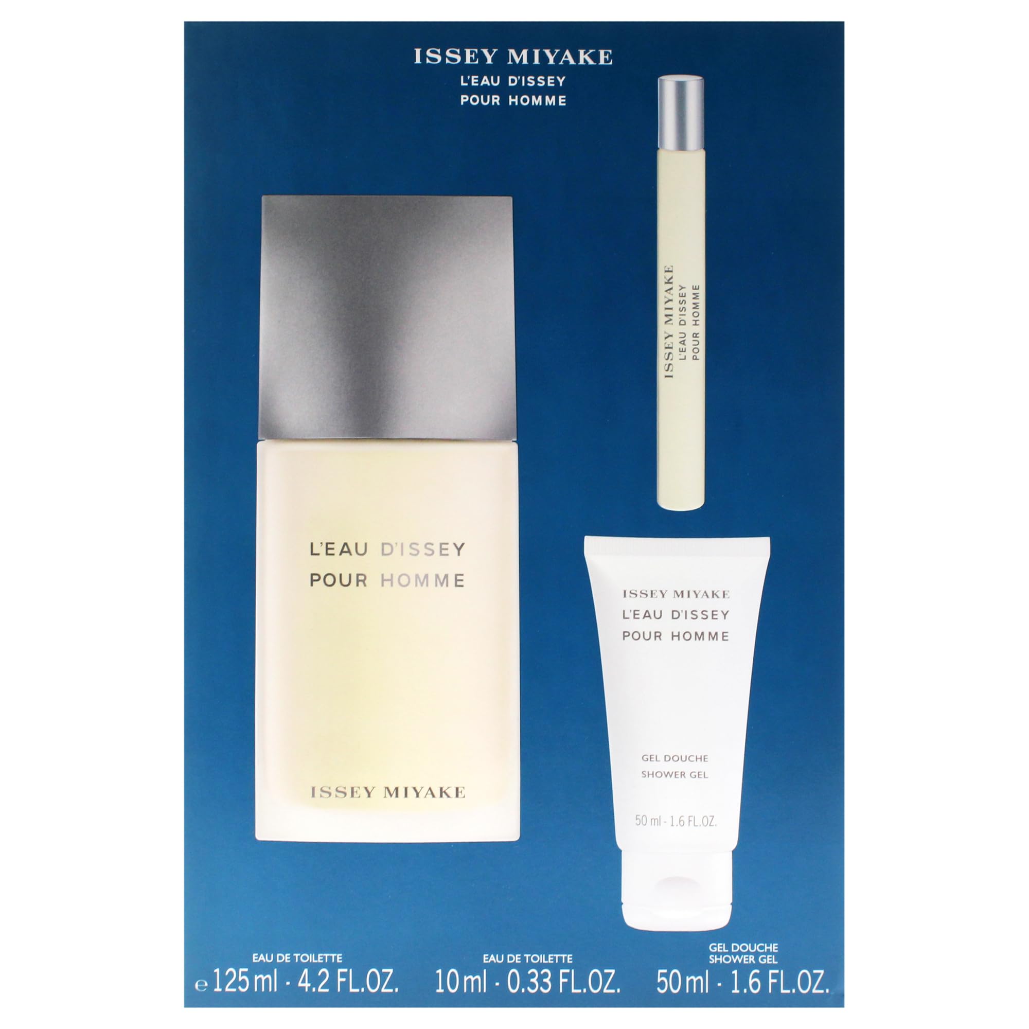 Leau Dissey by Issey Miyake for Men - 3 szt. Zestaw prezentowy 4,2 uncji EDT Spray, 0,33 oz EDT Spray, żel Shower 1,6 uncji