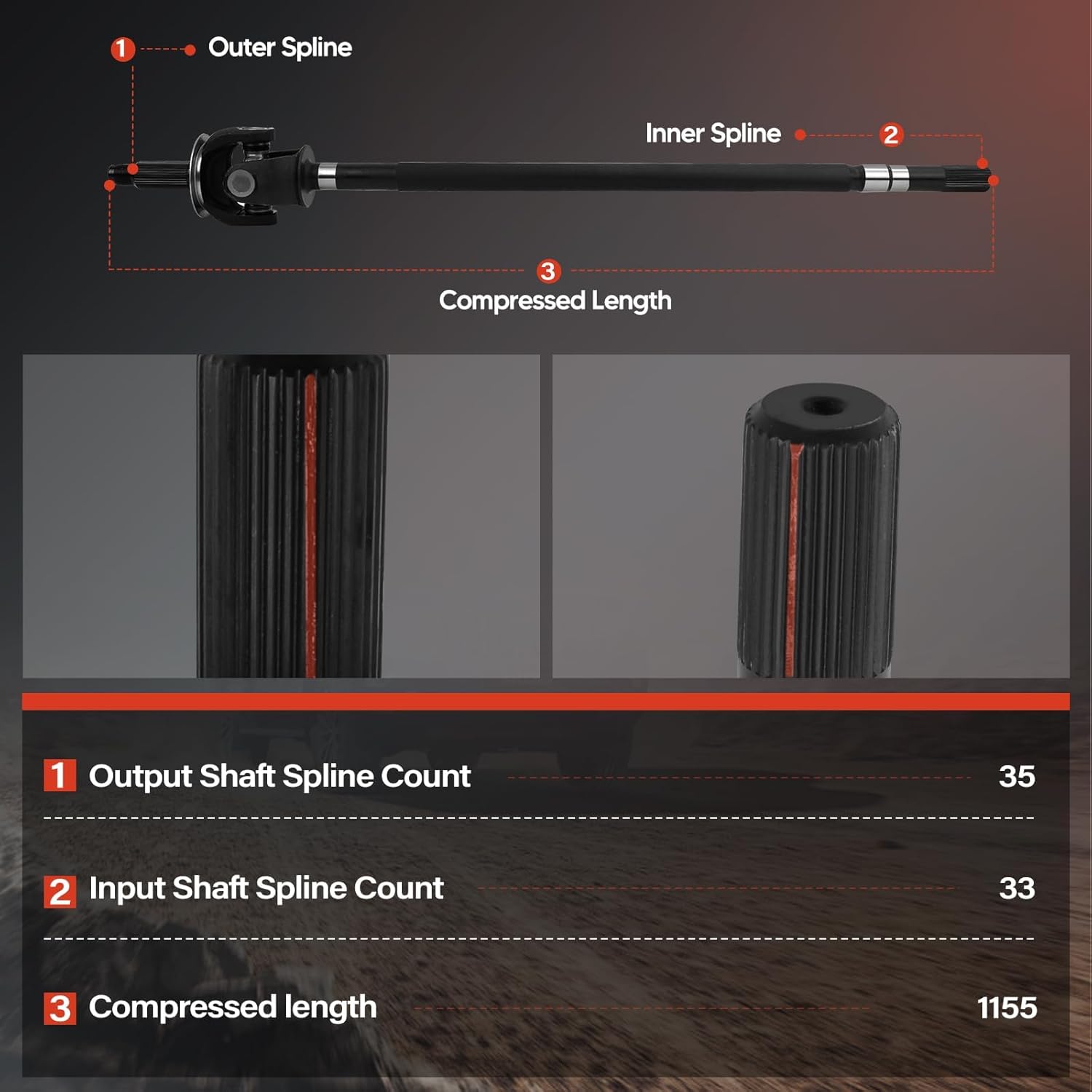 Front Passenger Right Axle Shaft Assembly, Fit for Dodge Ram 2500 2010, Fit for Ram 3500 2010, Fit for RAM 2500 2011-2012, Fit for RAM 3500 2011-2012, Replace OE 68065426AB, 68065426AA