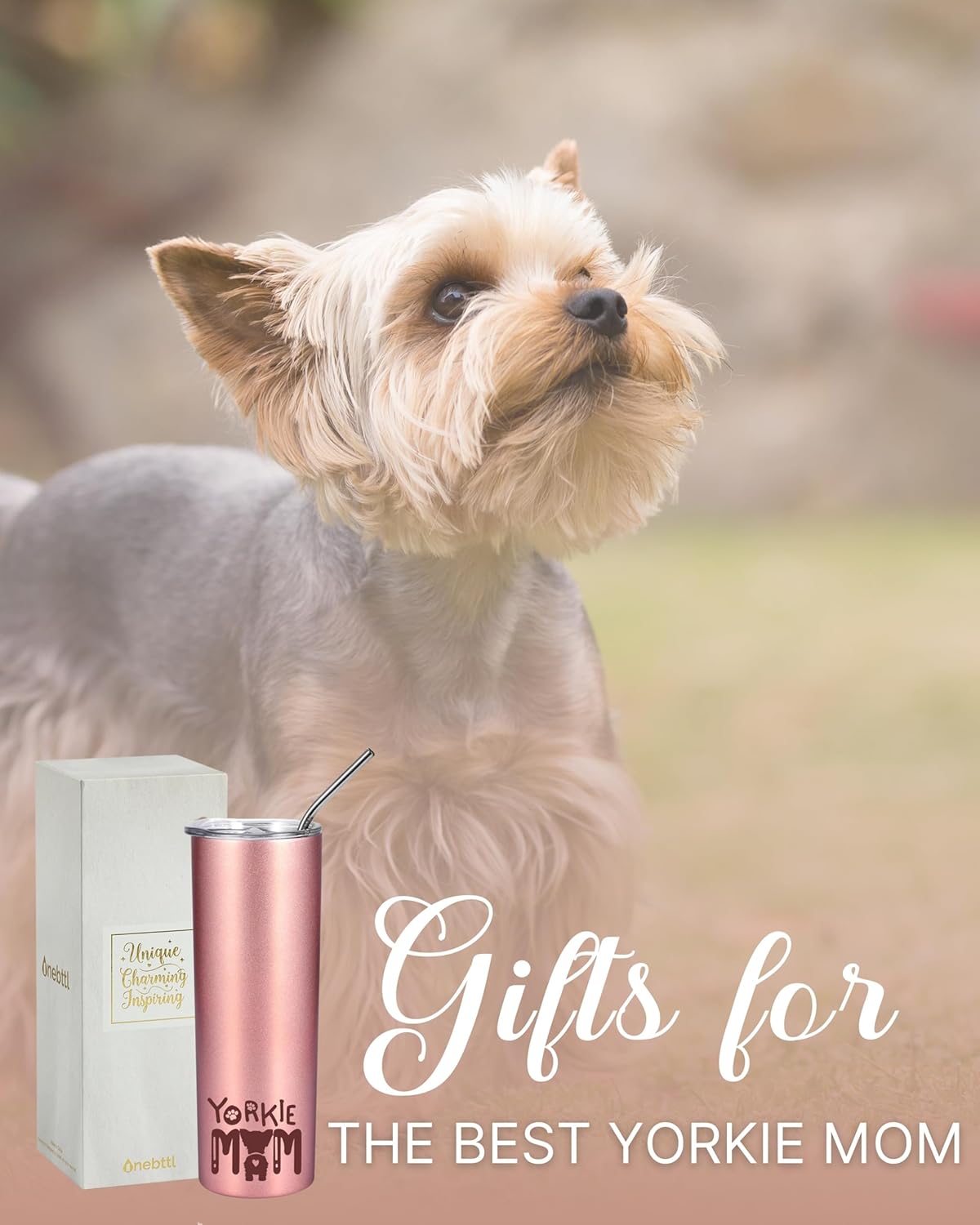 Onebttl Yorkie Gifts for Women on National Yorkie Day, Birthday and Christmas, Stainless Steel Insulated Tumbler - Yorkie Mom - Image 7