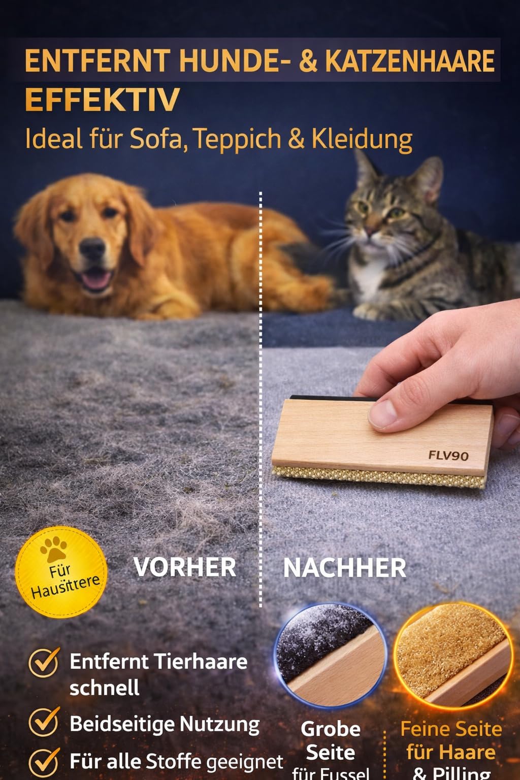 Kaschmir Kamm Fusselentferner – Entfernt Fussel & Tierhaare von Kleidung, Wollkamm für Kaschmir, Sofa & Teppich, Wiederverwendbar - 4