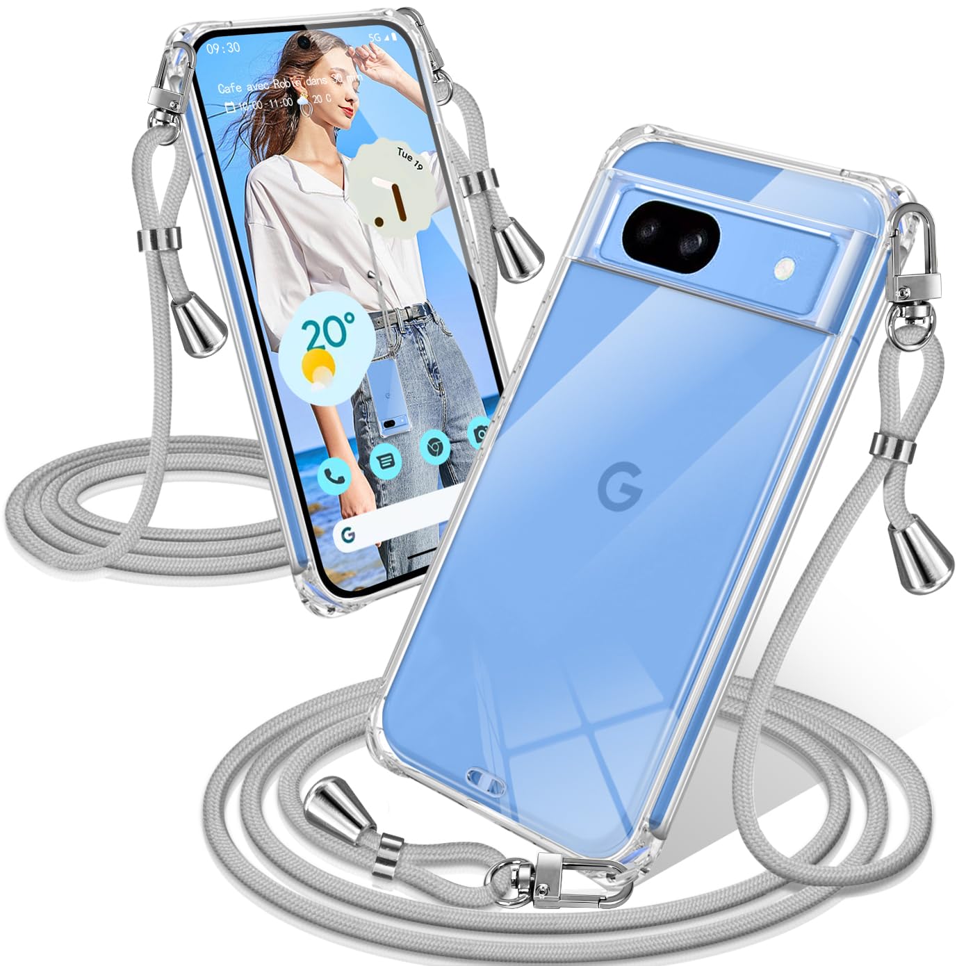 Amazon.co.jp: Google Pixel 8a ケース クリア ショルダー 耐