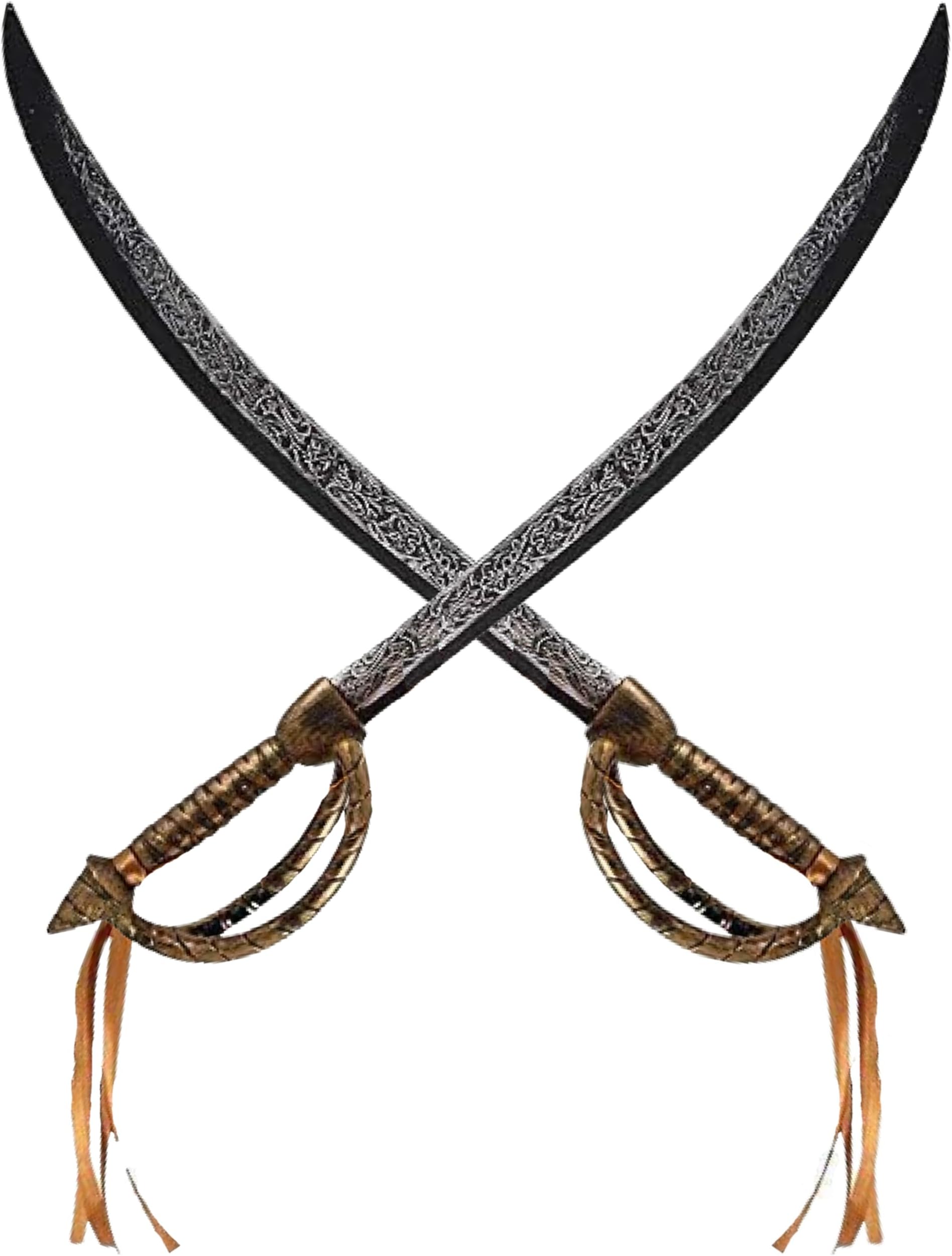 Lizzy 2 x Pirate Toy Sword/Cutlass (67.5cm) | Long Antique Effect Swords World Book Day Halloween Pirate Fancy Dress Costume Accessory