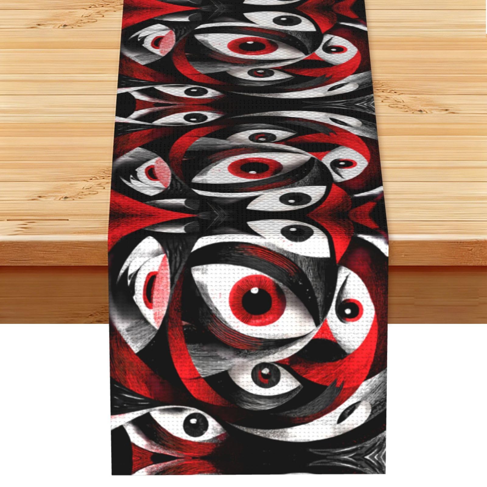 Abstract Eyes Linen Feel Table Runner Wedding Party Home Decoration