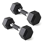 CAP Barbell 10 LB Rubber Coated Hex Dumbbell Hand Weight with Padded Grip - Pair | Comfort Grip