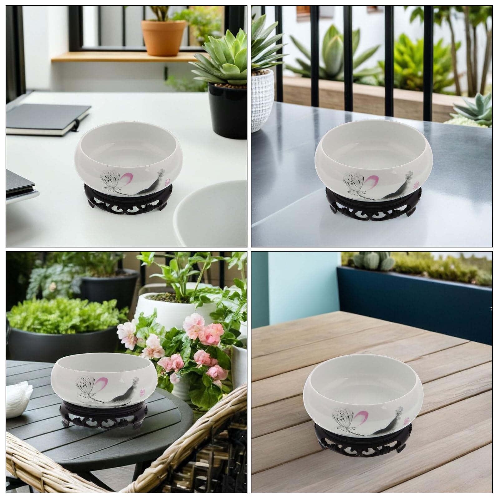 Anneome Ceramiczna Doniczka Hydroponiczna z Misą Kwiat Lotosu bez Otworów z Plastikową Podstawą Idealna Do Uprawy Wodnych Roślin Doniczkowych Pomieszczeniach Dekoracyjna i Łatwa