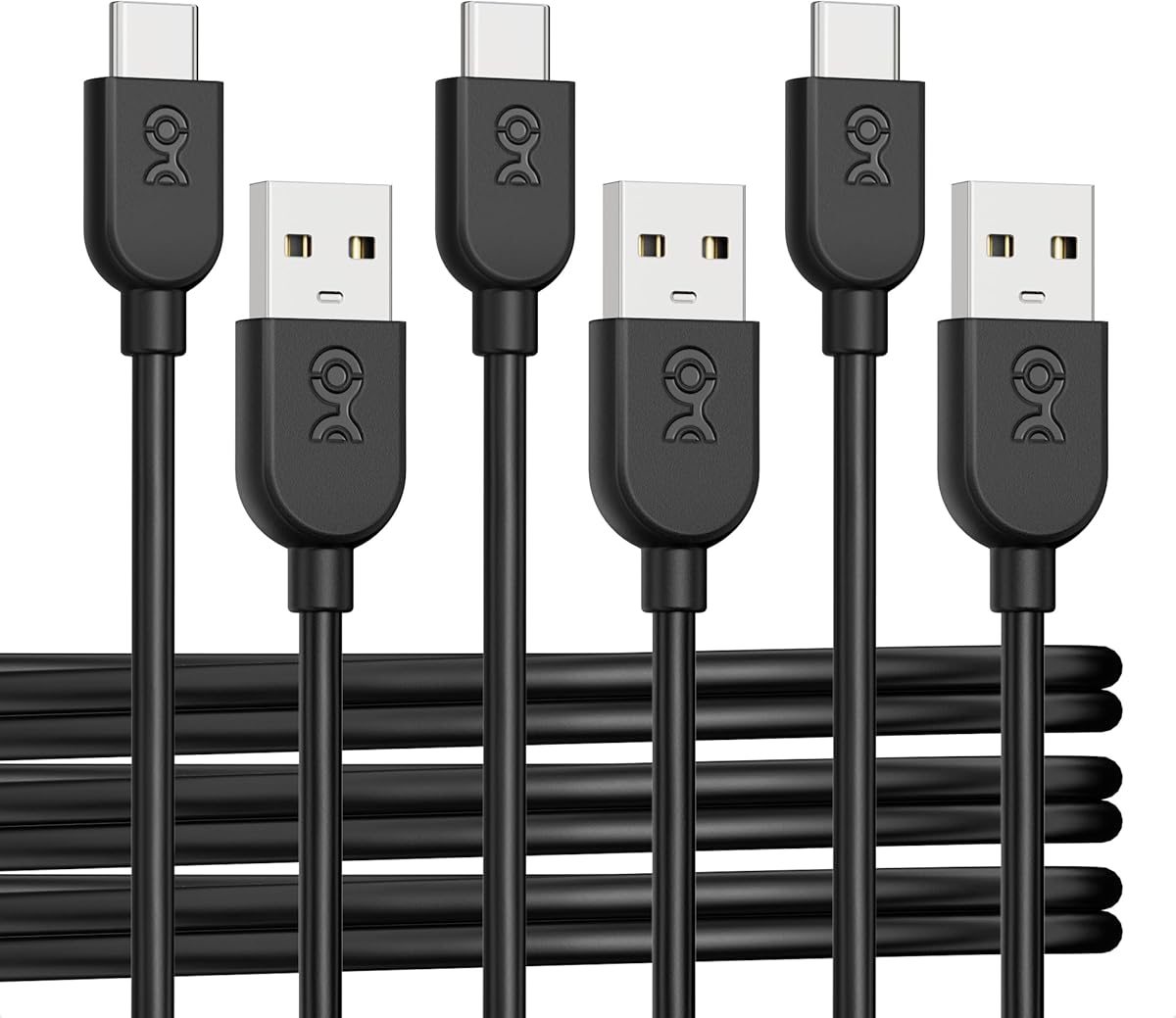 Cable Matters 3-Pack Short USB A to USB C Cable 3ft in Black, Support Apple CarPlay, Android Auto, USBA to USBC Charging Cable for iPhone 16/15 Pro Max Plus, Galaxy S23