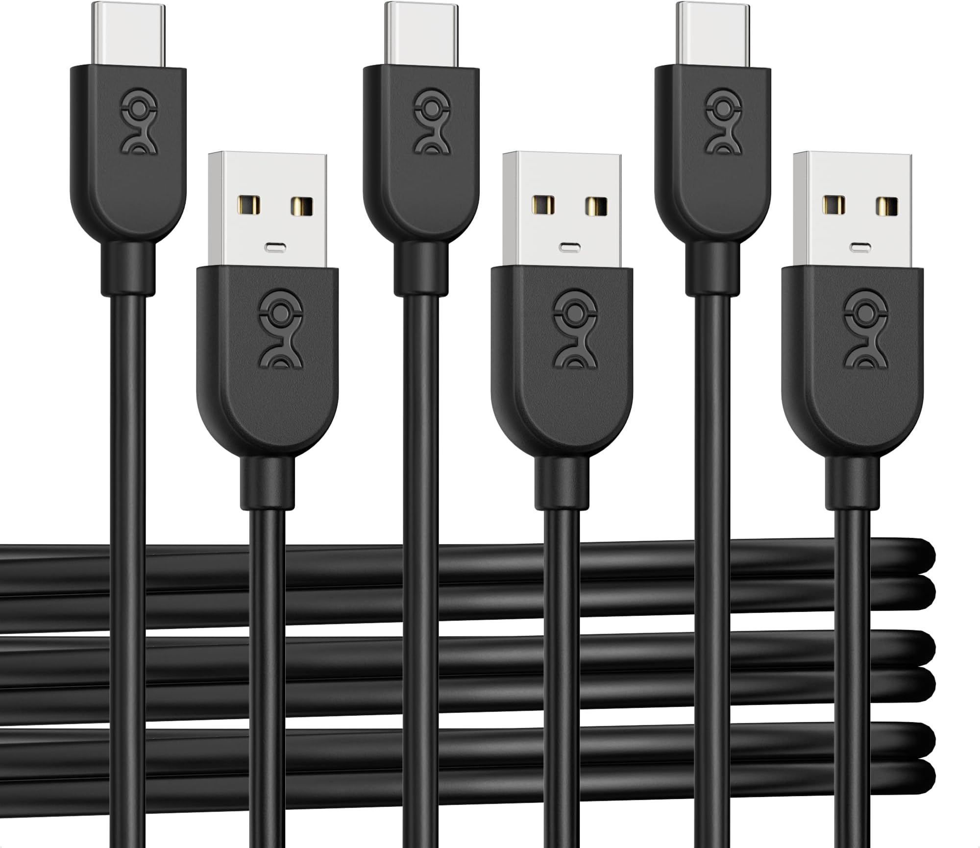 Cable Matters 3-Pack Extreme Flexible USB A to USB C Cable 6ft in Black, Support Apple CarPlay, Android Auto, USB to USB C Charging Cable for iPhone 16/15 Pro Max Plus, Galaxy S23