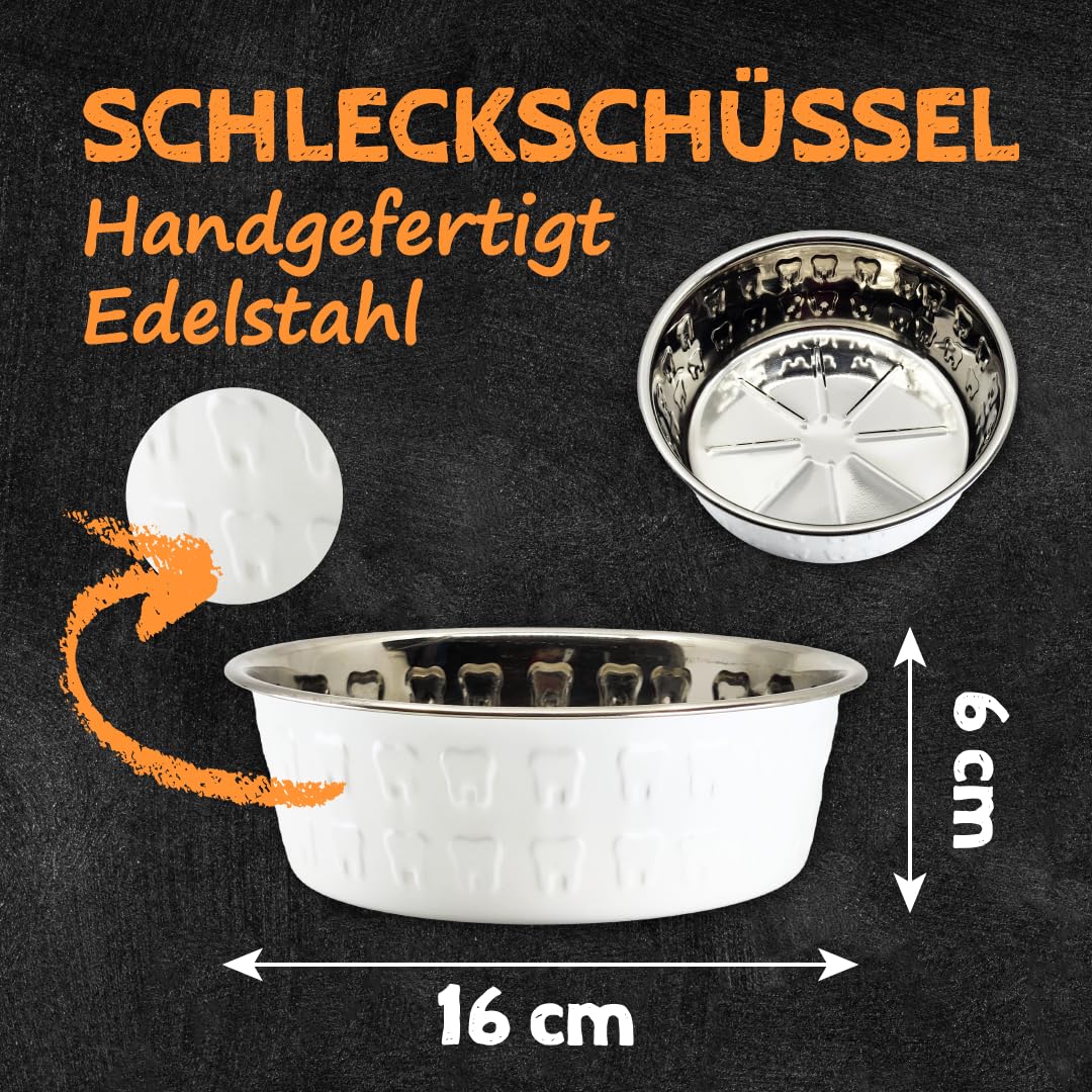 QCHEFS Glückskiste Napf Hund Schlecknapf Zahnpflege bei Mundgeruch Dental | Aufbewahrung Box für Zahnpflege Leckerlie mit Starterset, Zahnpflege bei Mundgeruch und als Zahnsteinentferner