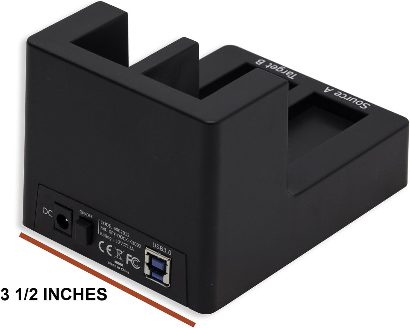 Syba CL-ENC50060 USB 3.0 Dual Slot 3.5"/2.5" Sata III HD Docking Station for Easy Clone and Backup, Black image 2