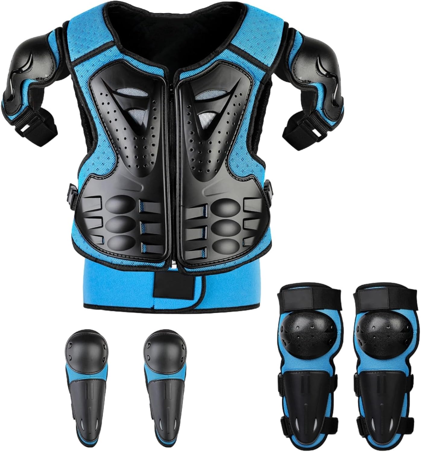 Protective Gear Set for Kids, Breathable Knee Pad, Elbow Pad, Chest Protector, Safety