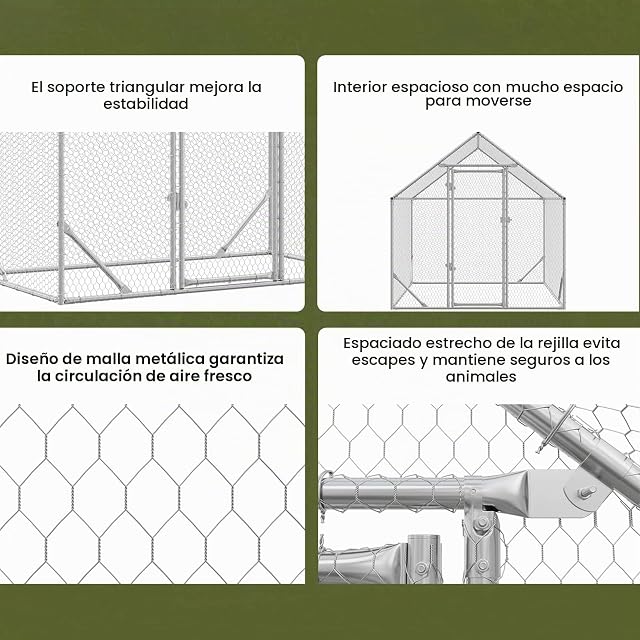 Foto 6 de 8 de vidaXL Jaula para Pollos Plateado 200 x 170 x 177 cm Acero Galvanizado