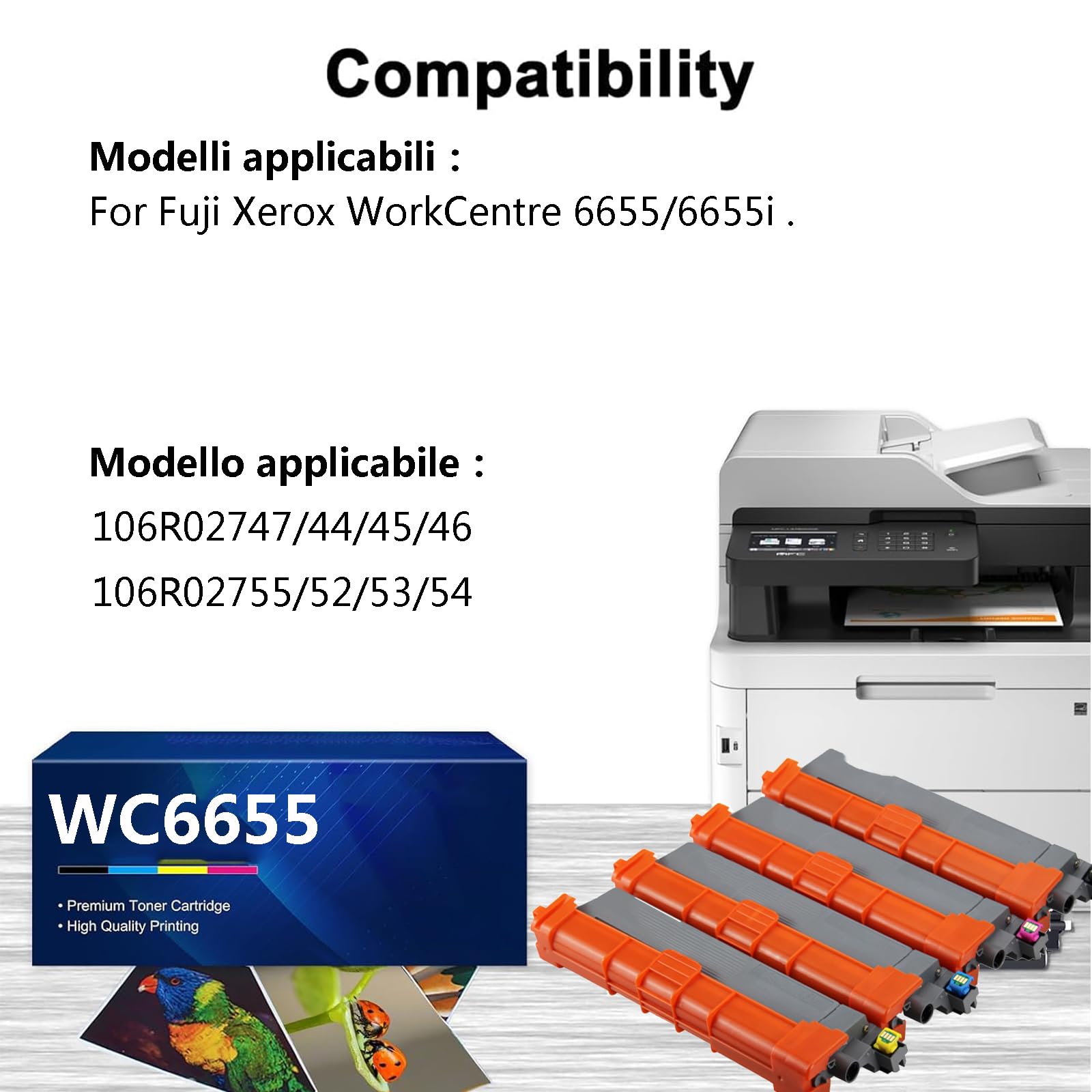 Compatibile WC6655 Cartuccia Toner per Stampante Laser [con Chip] Alta Ccapacità 12000 Pagine per Fuji Xerox WorkCentre 6655 6655i Stampante,1 Set