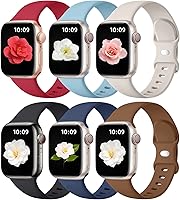 Vista 21 de Maledan Paquete de 6 correas compatibles con Apple Watch de 38mm 40mm 41mm 42mm 44mm 45mm 46mm 49mm, mujeres y hombres, correa deportiva de silicona