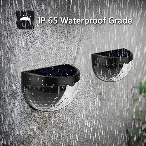 Miniatura 2 de jindaaudio Paquete de 2 luces solares para valla al aire libre, luces solares de pared blancas frías, luces solares LED para escaleras, luces